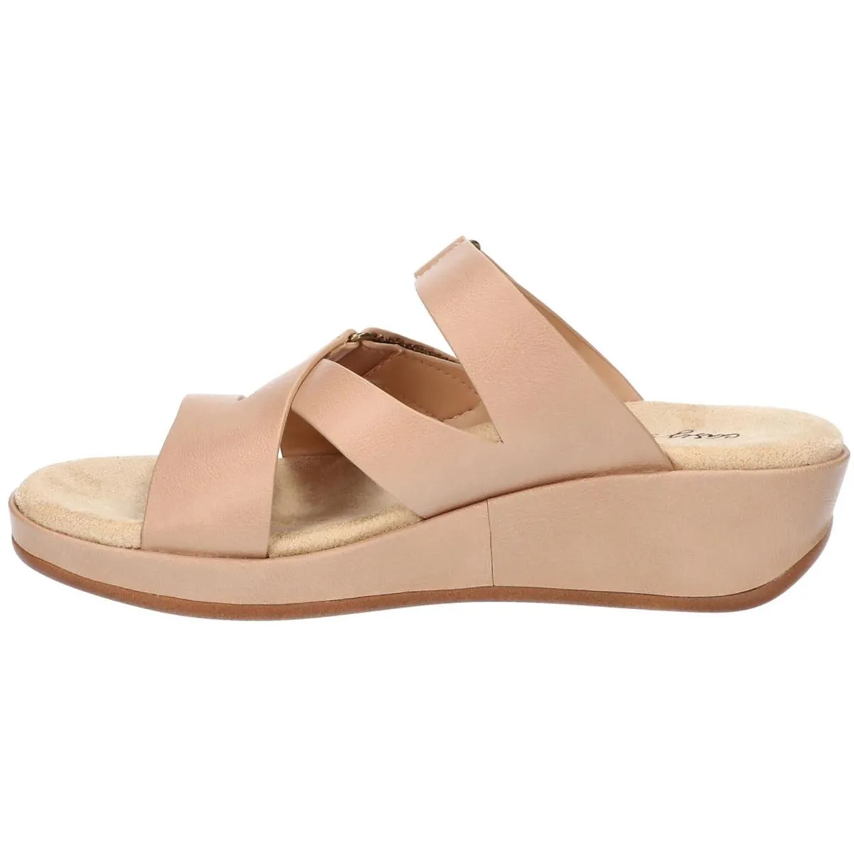 Easy Street Womens Koda Faux Leather Strappy Slide Sandals